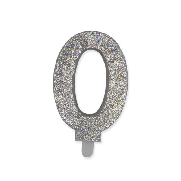 Candelina Sweety Argento Glitter 9 cm