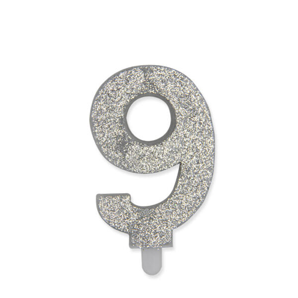 Candelina Sweety Argento Glitter 9 cm